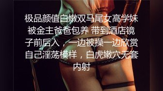 极品颜值白嫩双马尾女高学妹被金主爸爸包养 带到酒店镜子前后入，一边被操一边欣赏自己淫荡模样，白虎嫩穴无套内射